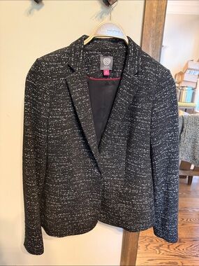 Vince Camuto Petite Black Speckled Knit Blazer